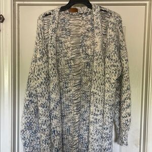 NEW w/o Tags - POL Blue and White Cardigan Sweater with Chunky Knit